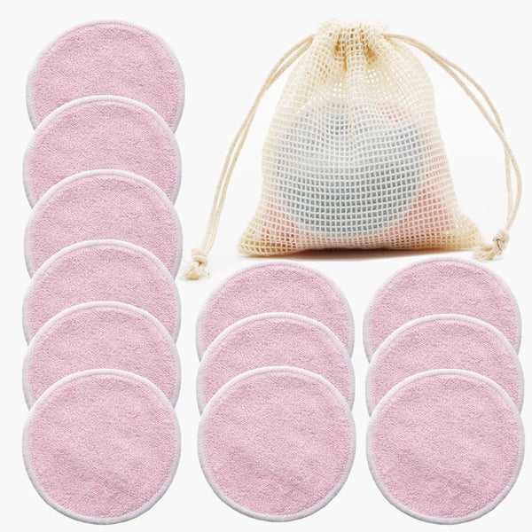 Single Pack - Reusable Bamboo Makeup Remover Pads (12 Pads) - Astra Pink